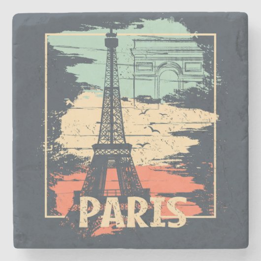 Paris Typografie: abstraktes Eiffelposter. Steinuntersetzer (Vorderseite)
