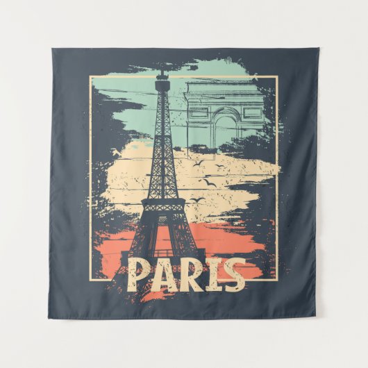 Paris Typografie: abstraktes Eiffelposter. Wandteppich (Vorderseite)