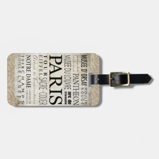 Paris Typografie - Subway Style Gepäckanhänger (Vorderseite horizontal)