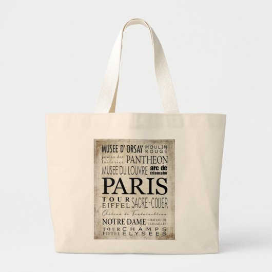Paris-Typografie - Untergrundbahn-Art Jumbo Stoffbeutel (Vorne)
