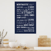 Paris Typografisches Poster, blau Poster (Küche)