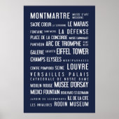 Paris Typografisches Poster, blau Poster (Vorne)