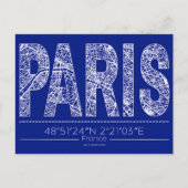 Paris Typography Map Postcard Modern Travel Design Postkarte (Vorderseite)
