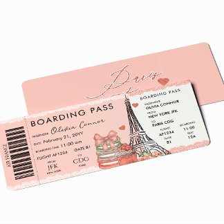 Paris Überraschung Boarding Pass - Reise Geschenkg Einladung