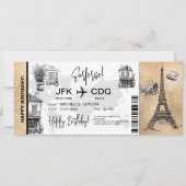 Paris Überraschung Geburtstag Boarding Ticket Einladung (Vorderseite)