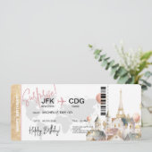 Paris Überraschung Geburtstag Boarding Ticket Einladung (Stehend Vorderseite)