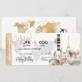 Paris Überraschung Geburtstag Boarding Ticket Einladung (Vorne/Hinten)