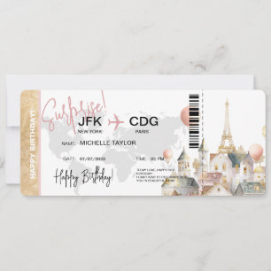 Paris Überraschung Geburtstag Boarding Ticket Einladung
