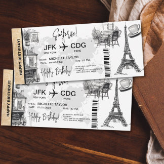 Paris Überraschung Geburtstag Boarding Ticket Einladung