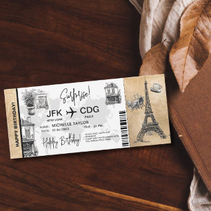 Paris Überraschung Geburtstag Boarding Ticket Einladung