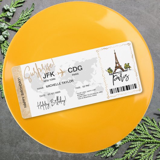 Paris Überraschung Geburtstag Boarding Ticket Einladung