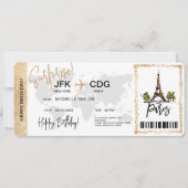 Paris Überraschung Geburtstag Boarding Ticket Einladung (Vorderseite)