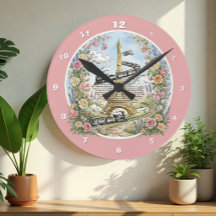 Paris-Uhr, Eiffelturm, Rosa, Französische Kunst