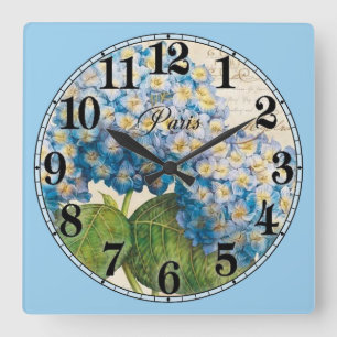 Paris und Blumen Quadratische Wanduhr