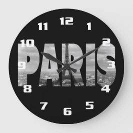 Paris und Eiffelturm Große Wanduhr