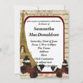 Paris und Schmetterlinge Foto Abschluss Einladung (Rückseite)