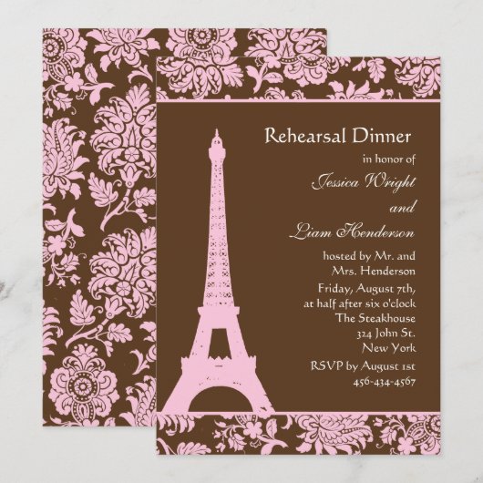 Paris und Schokolade Probe Dinner Einladung (Vorne/Hinten)