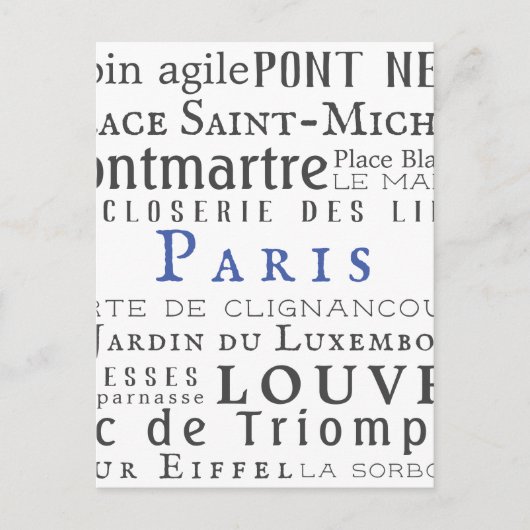 Paris und seine Sehenswürdigkeiten Postkarte (Vorderseite)