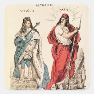 Paris und Versailles, die an einander, 1871 Quadratischer Aufkleber