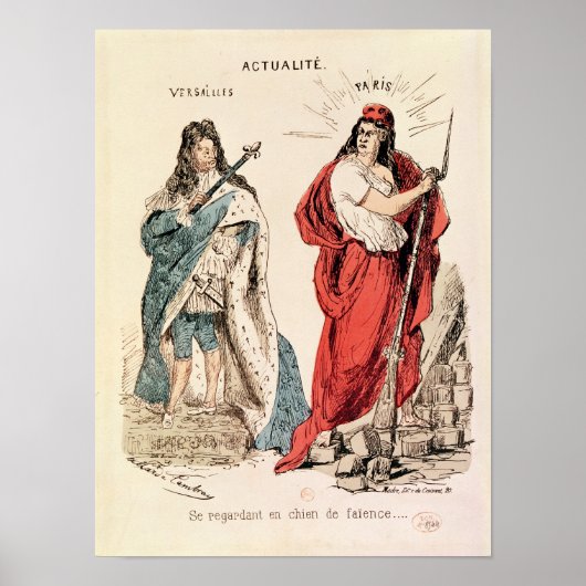 Paris und Versailles Glaring aufeinander, 1871 Poster (Vorne)