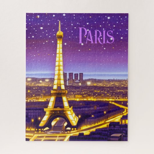 Paris unter dem Lila Sternenhimmel Puzzle (Vertikal)
