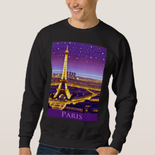 Paris unter dem Lila Sternenhimmel Sweatshirt