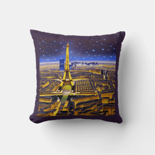 Paris unter einem lila Sternenhimmel Kissen