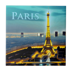 Paris unter einem türkisfarbenen Twilight Sky Fliese