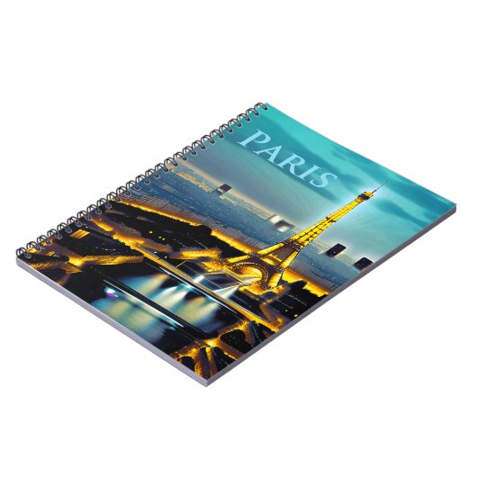 Paris unter einem türkisfarbenen Twilight Sky Notizblock (Linke Seite)