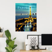 Paris unter einem türkisfarbenen Twilight Sky Poster (Heimbüro)