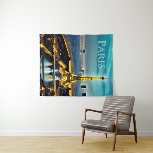 Paris unter einem türkisfarbenen Twilight Sky Wandteppich (Beispiel (Horizontal))