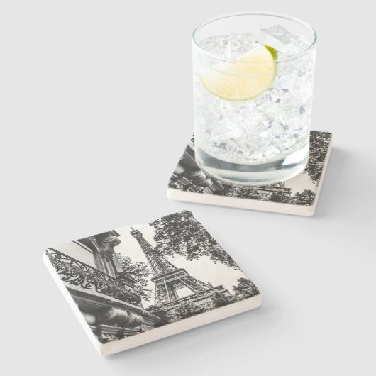 Paris Untersetzer in Schwarz und Weiß (Seitenansicht)