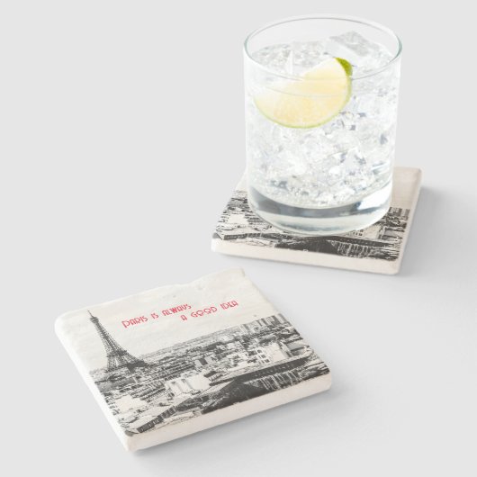 Paris Untersetzer in Schwarz und Weiß (Seitenansicht)