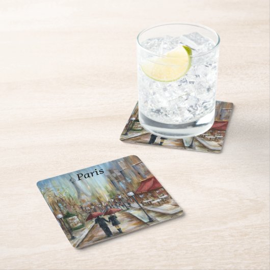 Paris-Untersetzer Rechteckiger Pappuntersetzer (Vor Ort)