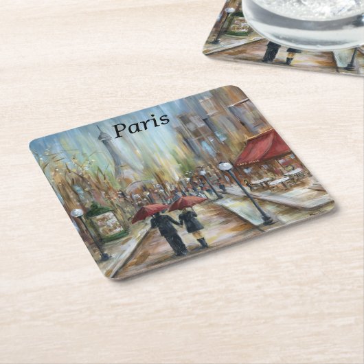 Paris-Untersetzer Rechteckiger Pappuntersetzer (angewinkelt)