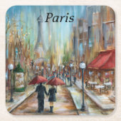 Paris-Untersetzer Rechteckiger Pappuntersetzer (Vorderseite)