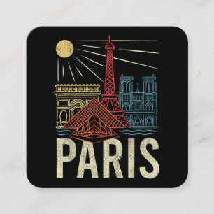 Paris Urlaub, Frankreich Ferien, Eiffelturm, Liebe Quadratische Visitenkarte