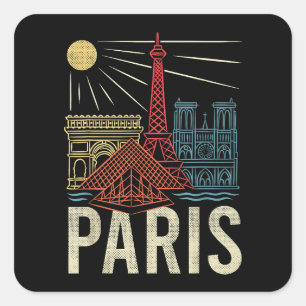 Paris Urlaub, Frankreich Urlaub, Eiffelturm, Liebe Quadratischer Aufkleber