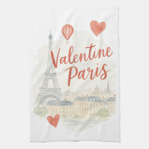 Paris Valentine-Wasserfarbe – Eiffelturm Liebe  Geschirrtuch