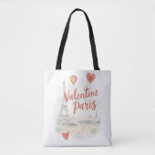 Paris Valentine-Wasserfarbe – Eiffelturm Liebe Tasche (Vorderseite)