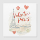 Paris Valentine Watercolor – Eiffelturm Liebe Magnetkarte (Vorderseite)