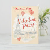 Paris Valentinstag Einladung mit Eiffelturm (Stehend Vorderseite)