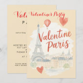 Paris Valentinstag Einladung mit Eiffelturm (Vorne/Hinten)