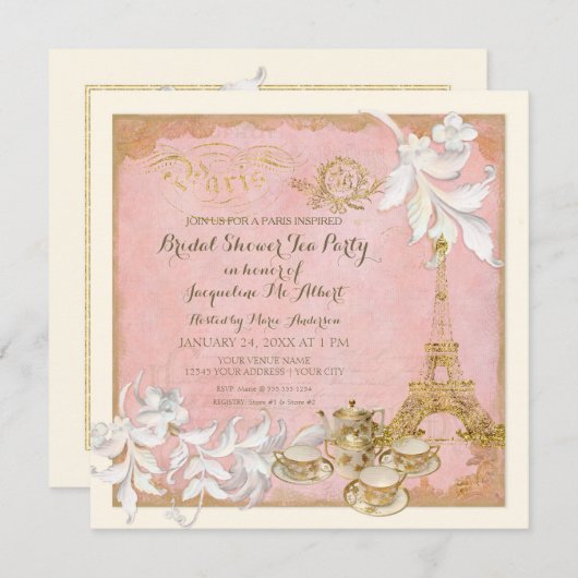 Paris Versailles Palace Teatro Party Brautparty Einladung (Vorne/Hinten)