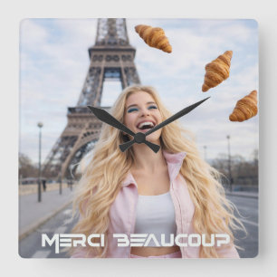 PARIS - VIELEN DANK QUADRATISCHE WANDUHR