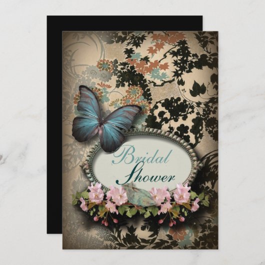 Paris viktorianischer Blumenschmetterling Einladung (Vorne/Hinten)