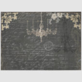 Paris Vintag Black Ephemera Script Decoupage Seidenpapier (Vorderseite)