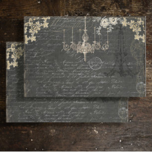 Paris Vintag Black Ephemera Script Decoupage Seidenpapier