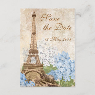 Paris Vintag Blue Hydrangea Save the Date