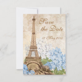 Paris Vintag Blue Hydrangea Save the Date